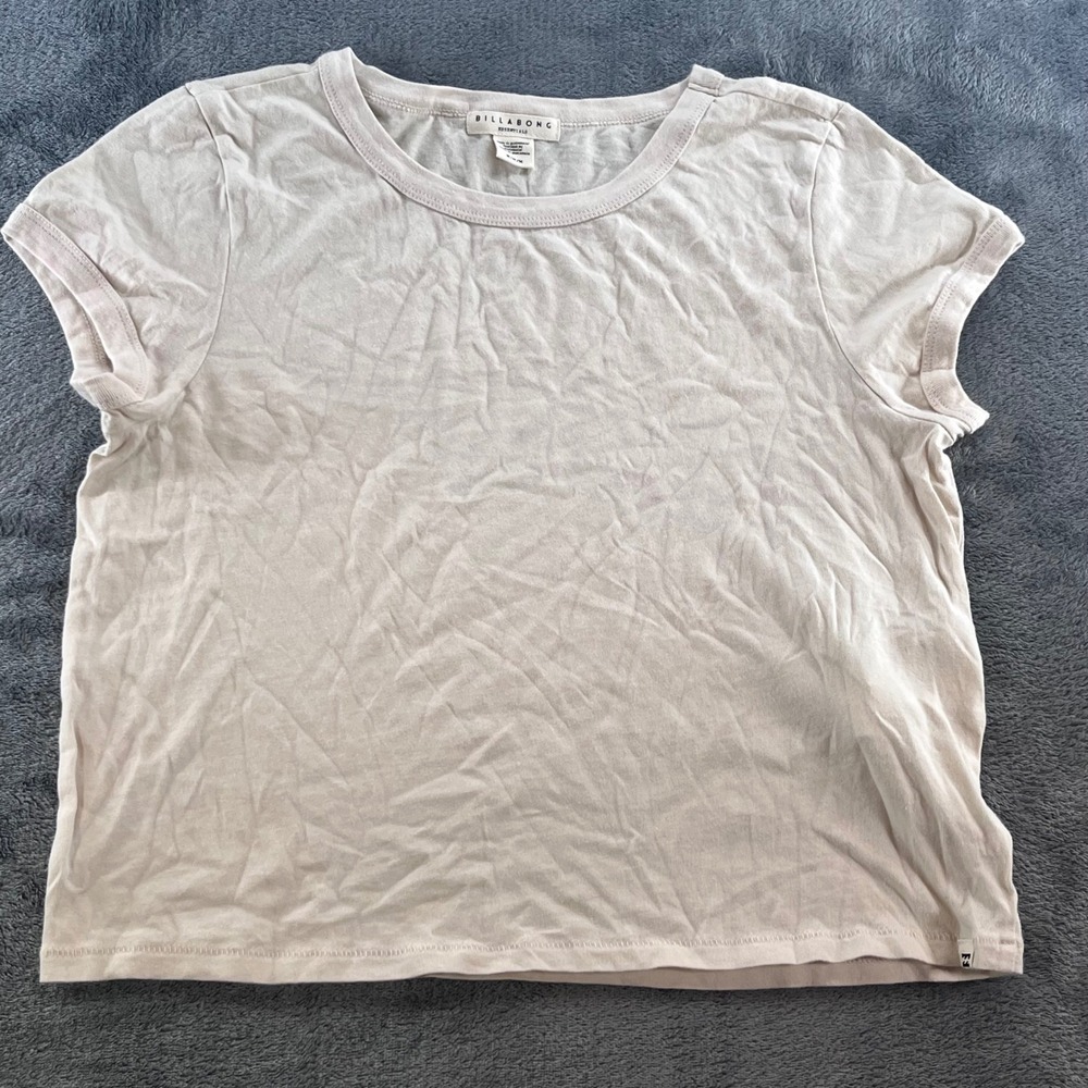 Billabong Essentials Womens Cream Cotton Short Sleeve Crew Neck T-Shirt Size M